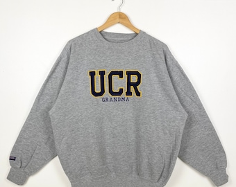 Vintage University of California, Riverside Crewneck Sweatshirt Embroidery Logo Grey Color Men’s L