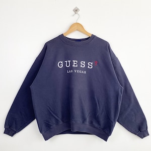 Vintage Guess Crewneck Sweatshirt Embroidery Logo Blue Color Men’s L