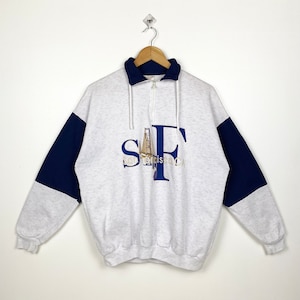 90s San Francisco Sweatshirt Print Logo Grey Blue Color Men’s L