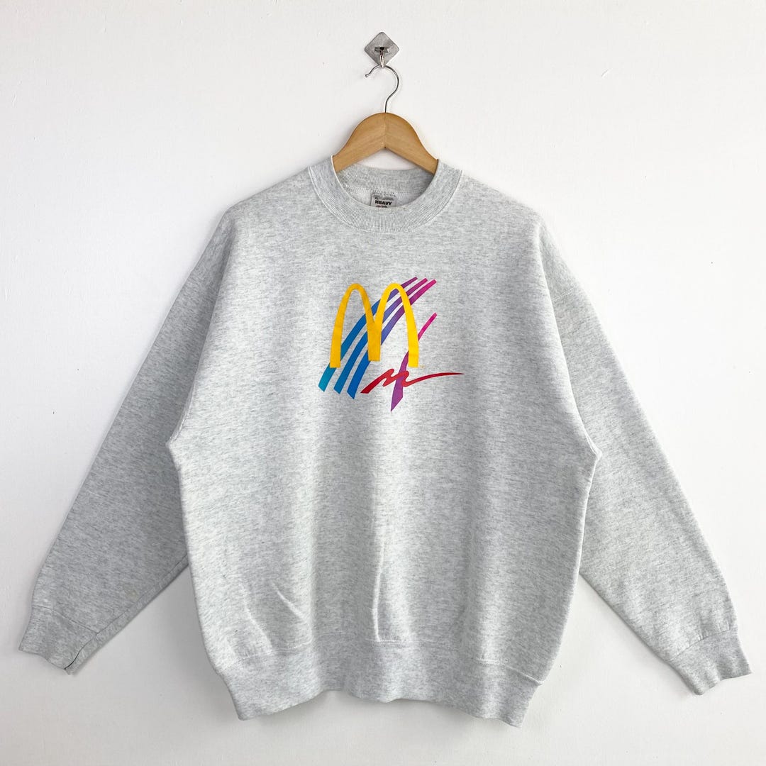 90s Mcdonald's Crewneck Sweatshirt Print Logo Grey Color