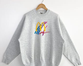 90s McDonald’s Crewneck Sweatshirt Print Logo Grey Color Men’s XL