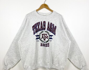 Vintage Ncaa Texas A&M University Aggies  Crewneck Sweatshirt Print Logo Grey Color Men’s XXL