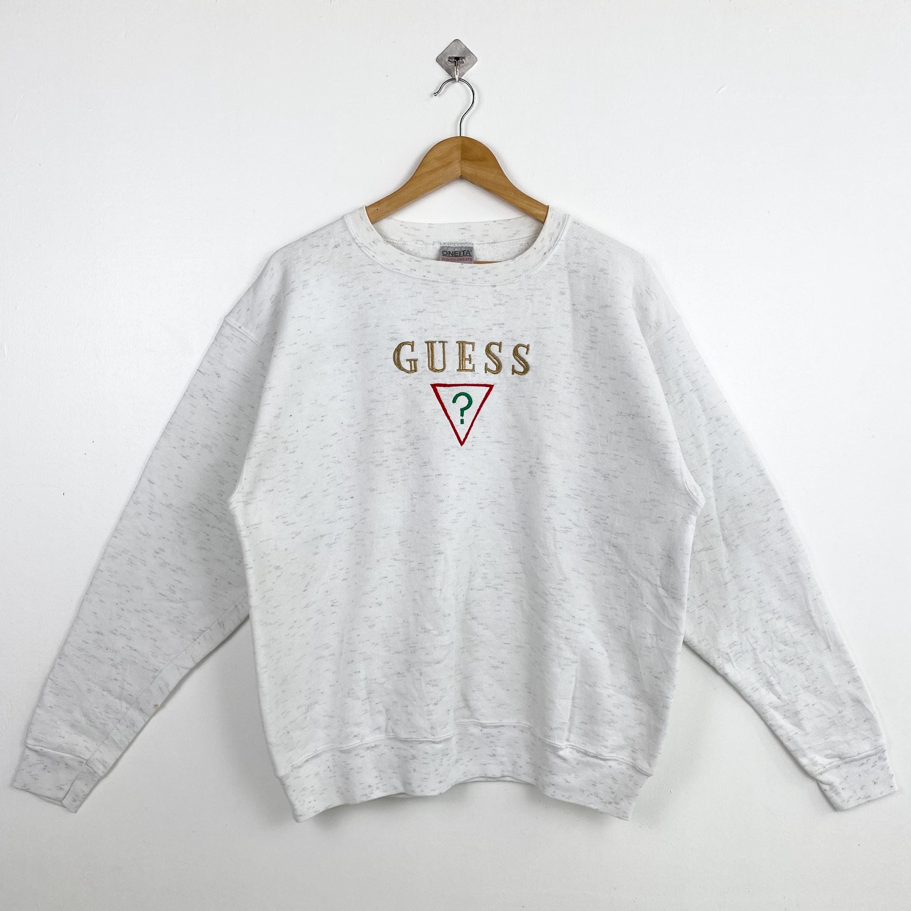 90s Guess Crewneck Sweatshirt Embroidery Logo Grey Color Men