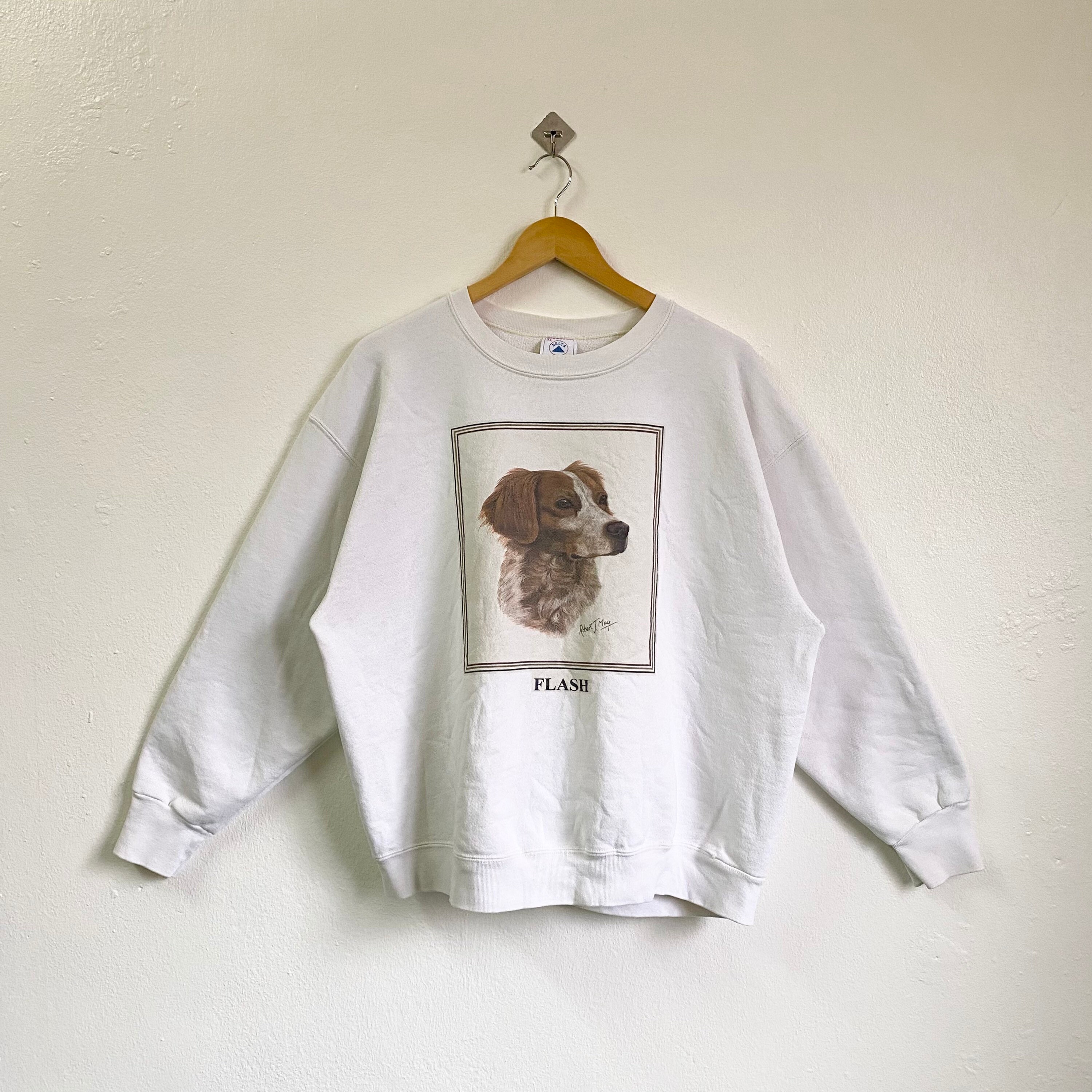 90s Robert J. May Dog Art Design Crewneck Sweatshirt Print Logo 
