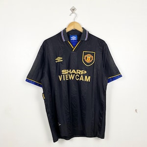 90s Manchester United FC Eric Cantona No.7 Jersey Embroidery Logo Black Color Men’s L