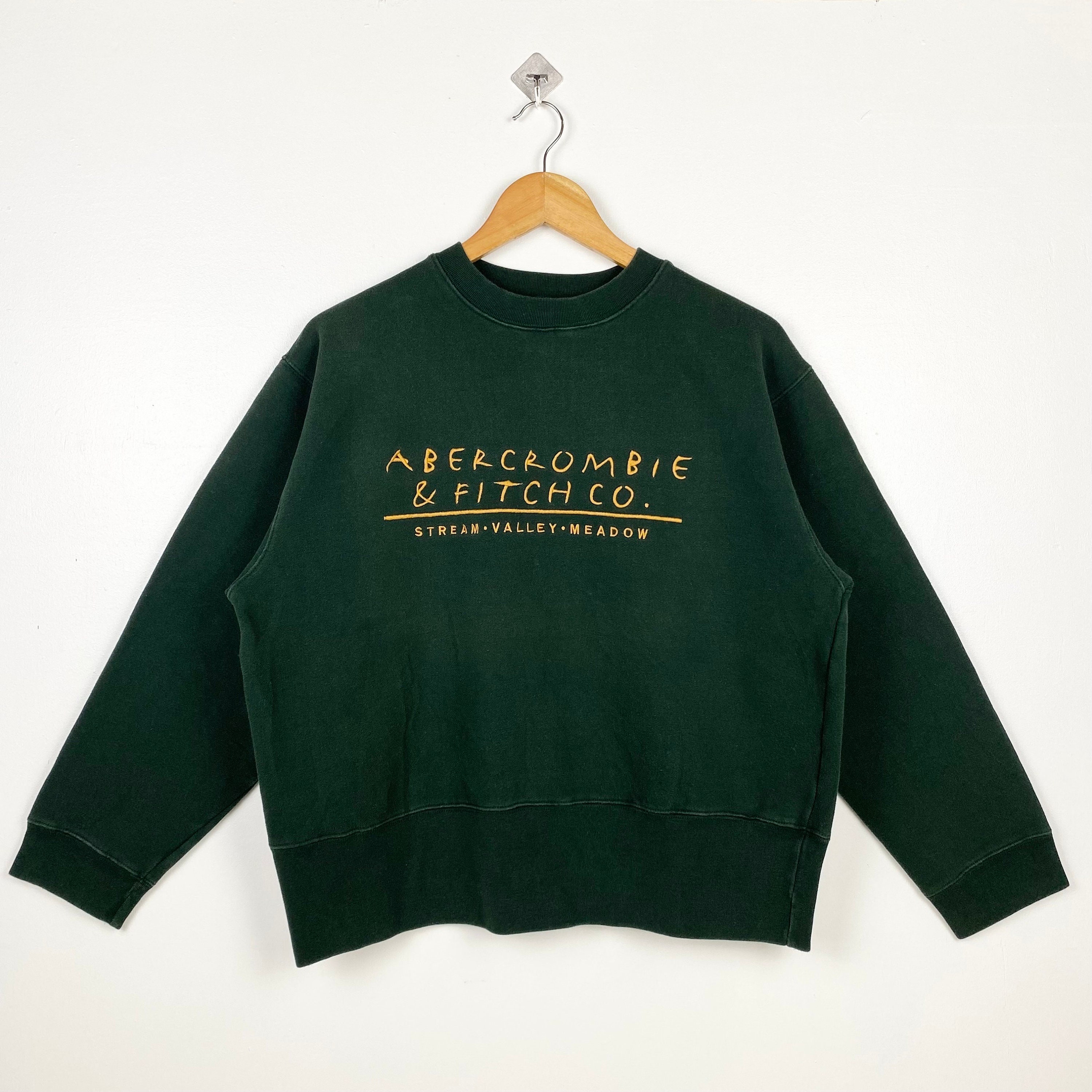 Vintage Abercrombie and Fitch Crewneck Sudadera Bordado Logo Color Verde Hombre S Etsy Mexico