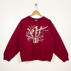 Vintage Art Cardinal Crewneck Sweatshirt Print Logo Red Color Men’s M