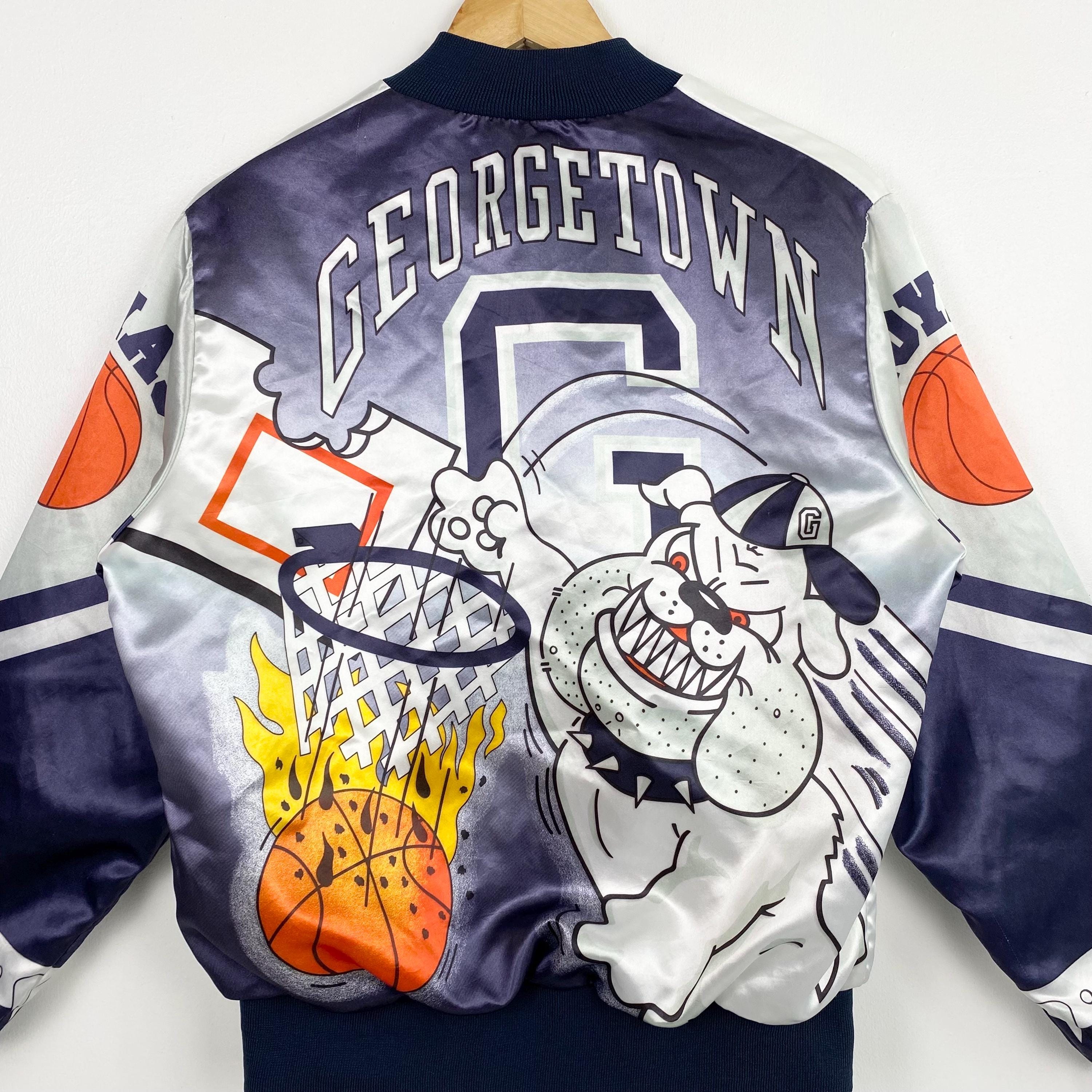80s NCAA Georgetown University 'hoyas' Satin Jacket Full Print