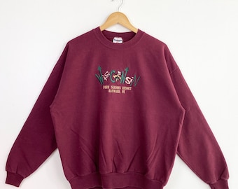90s Wisconsin Crewneck Sweatshirt Embroidery Logo Red Color Men’s XL