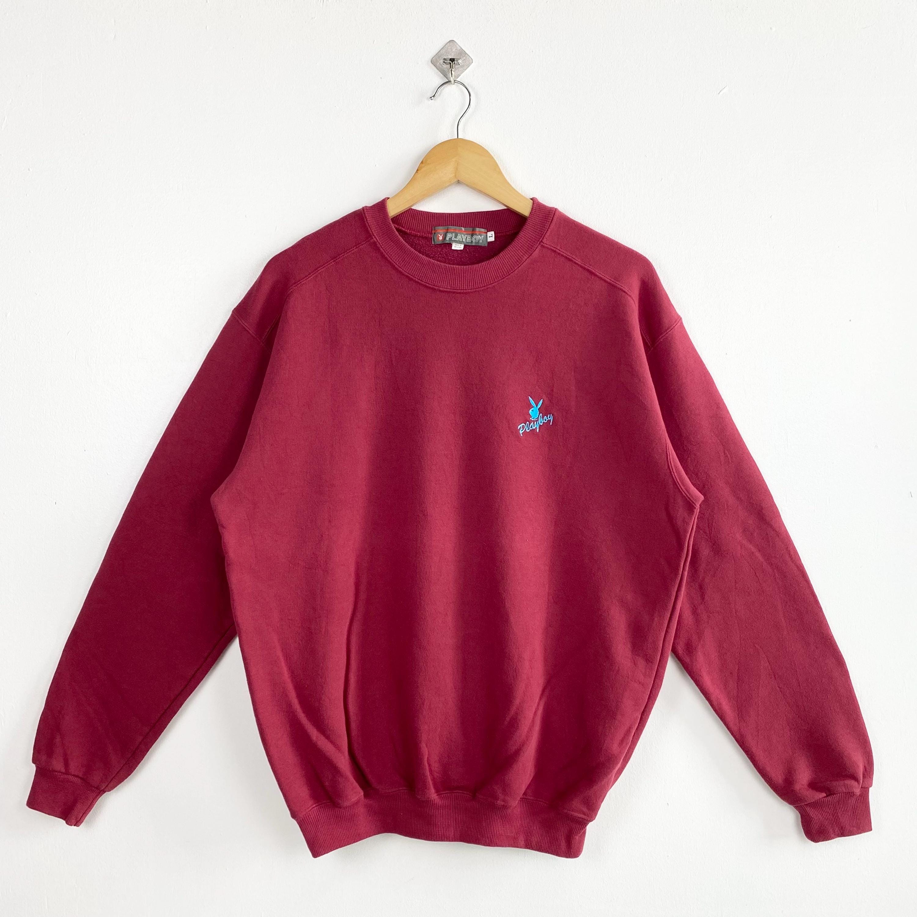 Vintage 90s Playboy Crewneck Sweatshirt - Embroidery Logo - Red