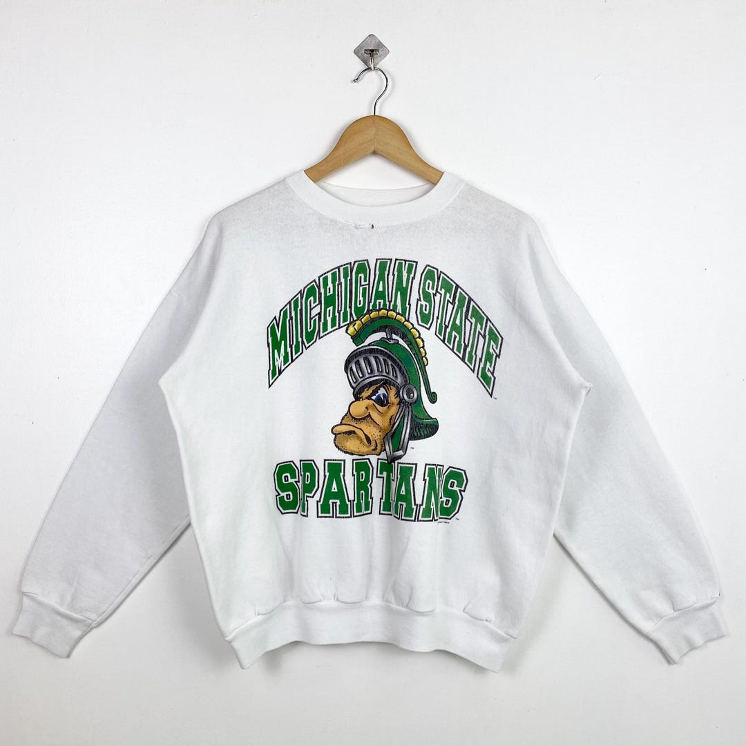 Michigan State Spartans Hooded Sweatshirt In White - Officially Licensed, Plush Cotton Blend, Kangaroo Pocket