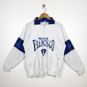 Sweat-shirt San Francisco des années 90 avec logo imprimé gris pour homme L