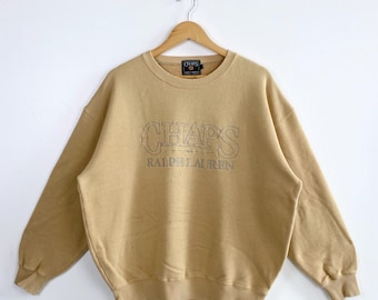 Vintage 90s Chaps Ralph Lauren Crewneck Sweatshirt - Embroidery Logo - Brown Color - Men’s L