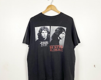 Vintage Jim Morrison The Doors Band T-Shirt Print Logo Black Color Men’s L