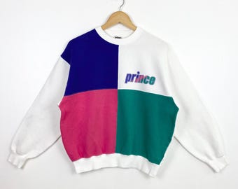 90s Prince Crewneck Sweatshirt Print Logo Colorblock Women’s L