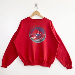 90s Peace Crewneck Sweatshirt Druck Logo Rote Farbe Herren XL