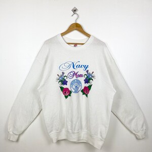 90s US Navy Crewneck Sweatshirt Print Logo White Color Men’s L