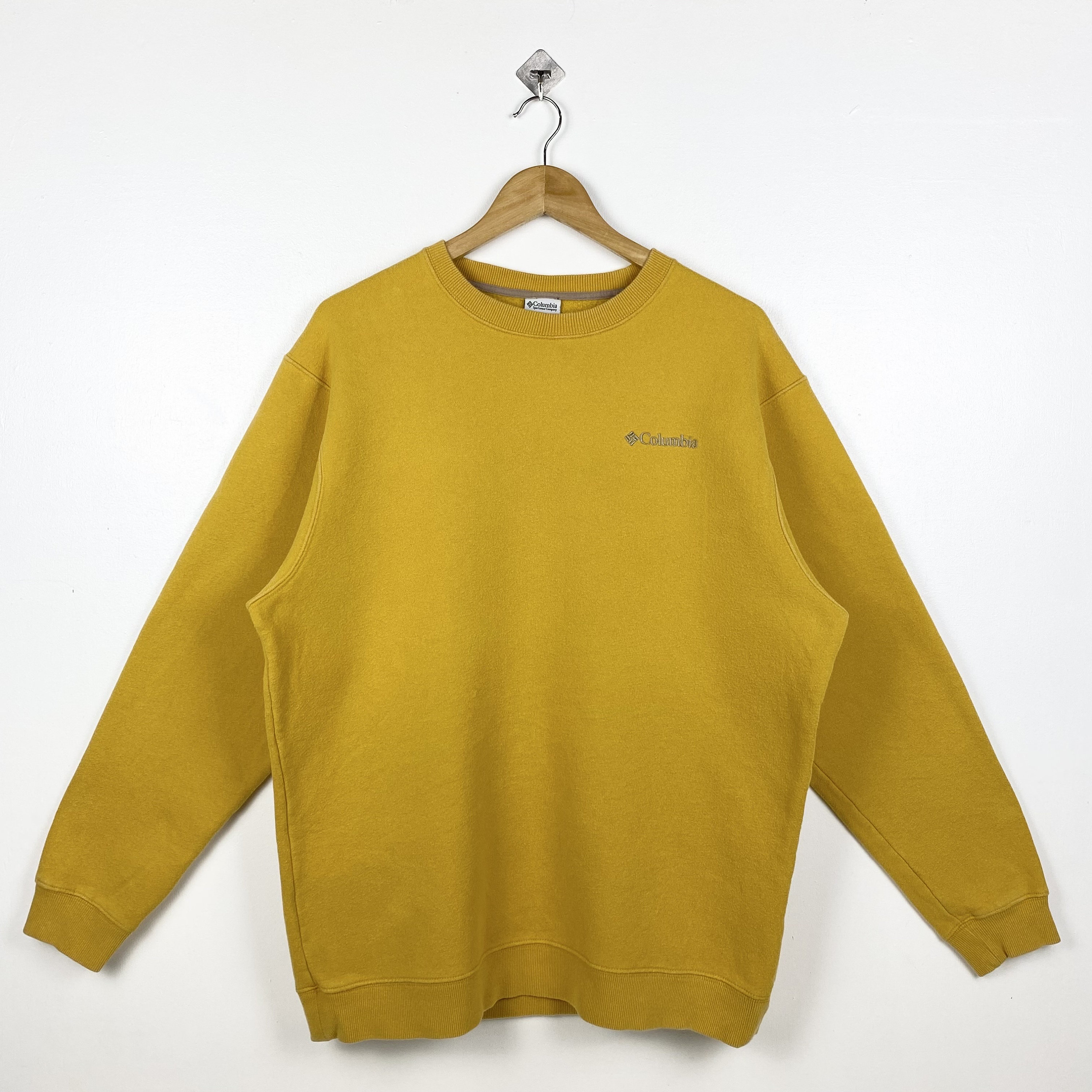 ★★Columbia★★ NY TAIL HTERRY SWEATSHIRTS Vintage Yellow C Vintage Columbia Crewneck Sweatshirt Embroidery Logo Yellow