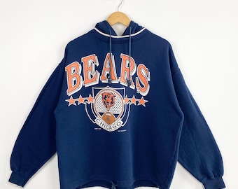 Vintage jaren 90 Chicago Bears-hoodie - NFL - distressed - logoprint - blauwe kleur - M . heren