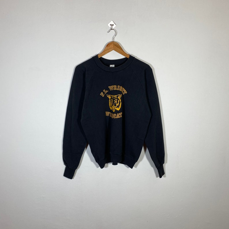 Wright Wildcats Sweatshirt Wildcats Crewneck Wildcats Pullover Wildcats Sweater Printed Logo Black Colour Women\u2019s XL Vintage 90s F.L