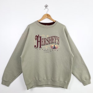 90s Hershey Crewneck Sweatshirt Print Logo Brown Color Men’s XXL