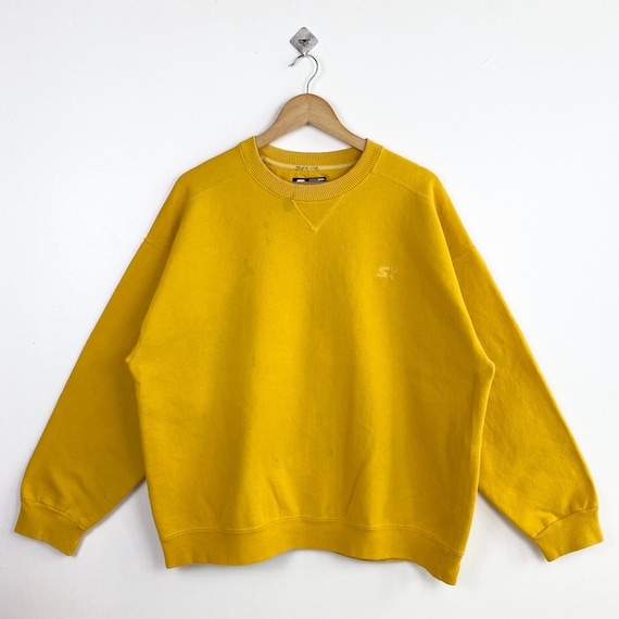 Felpa girocollo Vintage Starter con logo ricamato, colore giallo