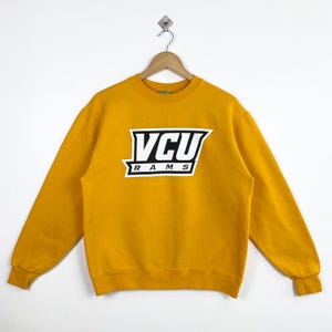 Vintage NCAA Virginia Commonwealth University ‘Rams’ Crewneck Sweatshirt Print Logo Yellow Color Men’s M