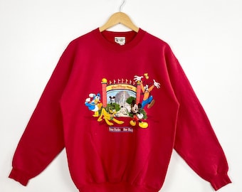 Vintage 90s Disney Crewneck Sweatshirt - Print Logo - Red Color - Men’s M