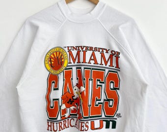 vintage logo 7 miami hurricanes sweatshirt mens size medium