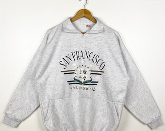 Sweat-shirt 90a San Francisco California avec logo imprimé gris pour homme L