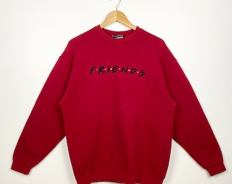 Vintage Friends Crewneck Sweatshirt Embroidery Logo Red Color Men’s S