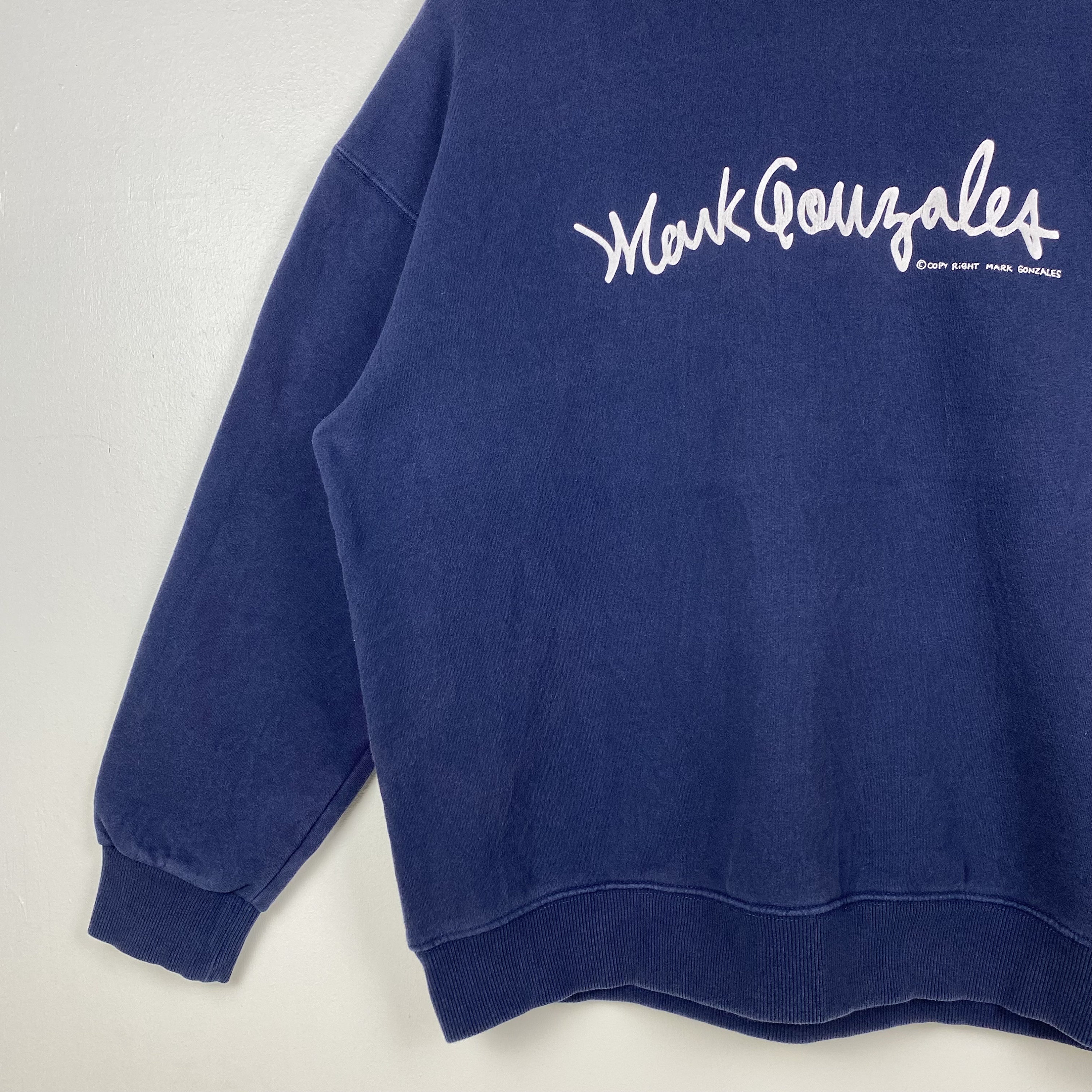 Vintage Mark Gonzales Crewneck Sweatshirt Print Logo Blue