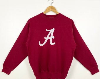 Vintage NCAA University of Alabama „Crimson Tide“ Crewneck Sweatshirt Stickerei Logo Rot Farbe Herren S