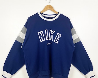 Jaren '90 Nike Crewneck Sweatshirt Borduurlogo Blauwe kleur Heren L