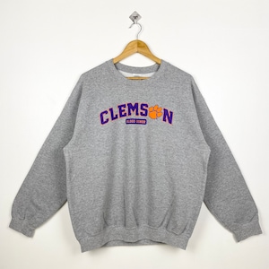 Vintage NCAA Clemson University Tigers Crewneck Sweatshirt Print Logo Grey Color Men’s L