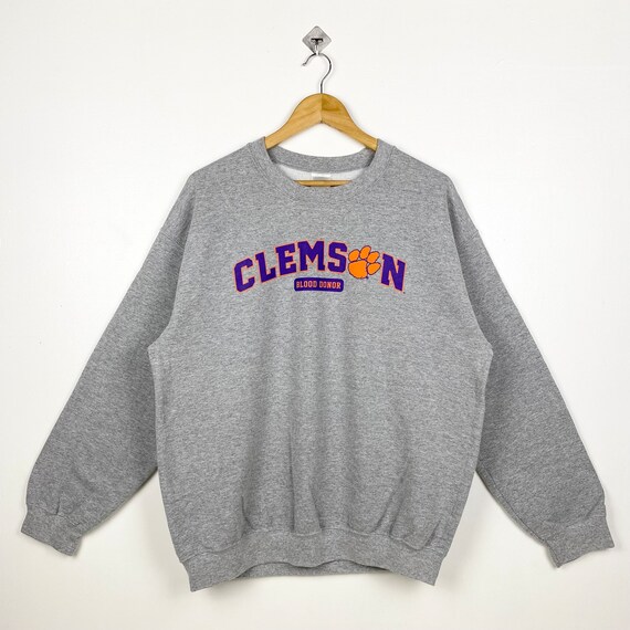 Vintage NCAA Clemson University Tigers Crewneck Sweatshirt Print Logo Grey Color Mens L Etsy