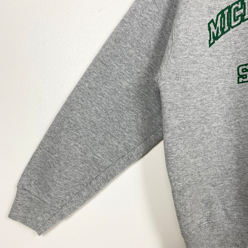 Sweat Vintage Michigan State Jeunesse Taille 10-12 - Années 90, Gris, 100% Coton