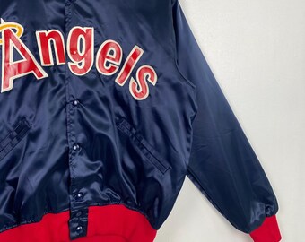 80s MLB Los Angeles 'angels' Satin Jacket Patch Logo Blue Color