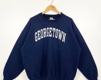 Vintage NCAA Georgetown University ‘Hoyas’ Crewneck Sweatshirt Print Logo Blue Color Men’s XL