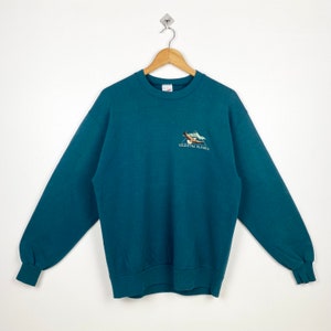 90s Soldotna Alaska Crewneck Sweatshirt Embroidery Logo Green Color Men’s L