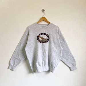 90s Wildlife Eagle Sweatshirt Embroidery Logo Grey Color Men’s L