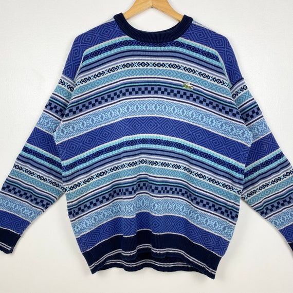 90s Chemise Lacoste Sweater Embroidery Logo Blue Color Men's