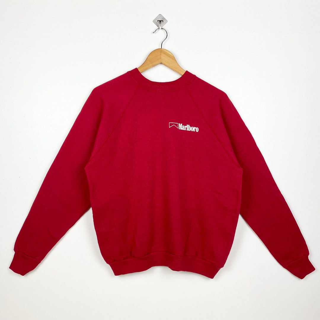 80s Marlboro Crewneck Sweatshirt Print Logo Red Color Mens L - Etsy