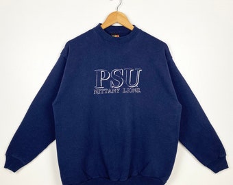 May include: A navy blue sweatshirt with the text "PSU NITTANY LIONS" embroidered in white.