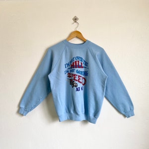80s Cars Crewneck Sweatshirt Print Logo Blue Color Men’s L