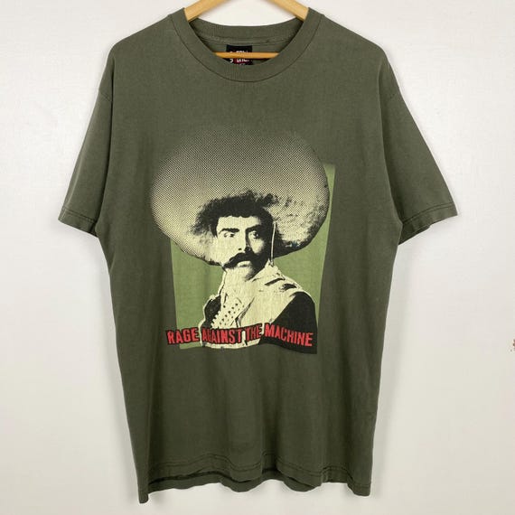 90s Rage Against the Machine Band T-shirt Print Logo Green Color