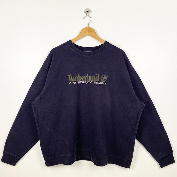 【Timberland】 ★ Sweatshirt Crew-neck ★ Vintage Timberland Crewneck Sweatshirt Embroidery Logo Blue