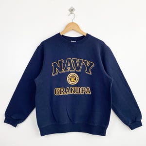 90s United State ‘Navy’ Crewneck Sweatshirt Print Logo Blue Color Men’s M