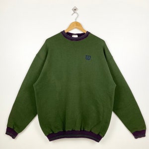 90s Distressed Wilson Crewneck Sweatshirt Embroidery Logo Green Color Men’s XXL