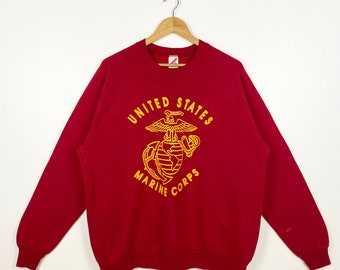 90er Jahre USMC Crewneck Sweatshirt Drucklogo Rote Farbe Herren XXL
